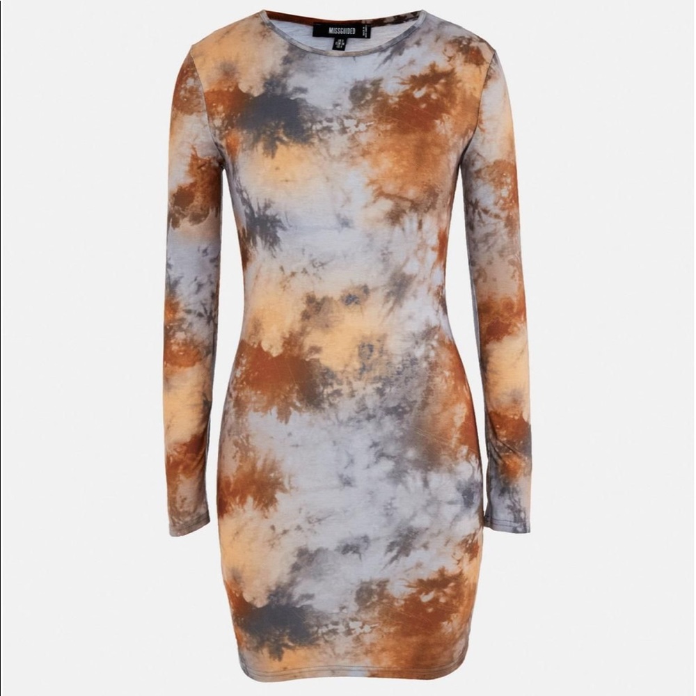 Missguided Brown Tie Dye Dress